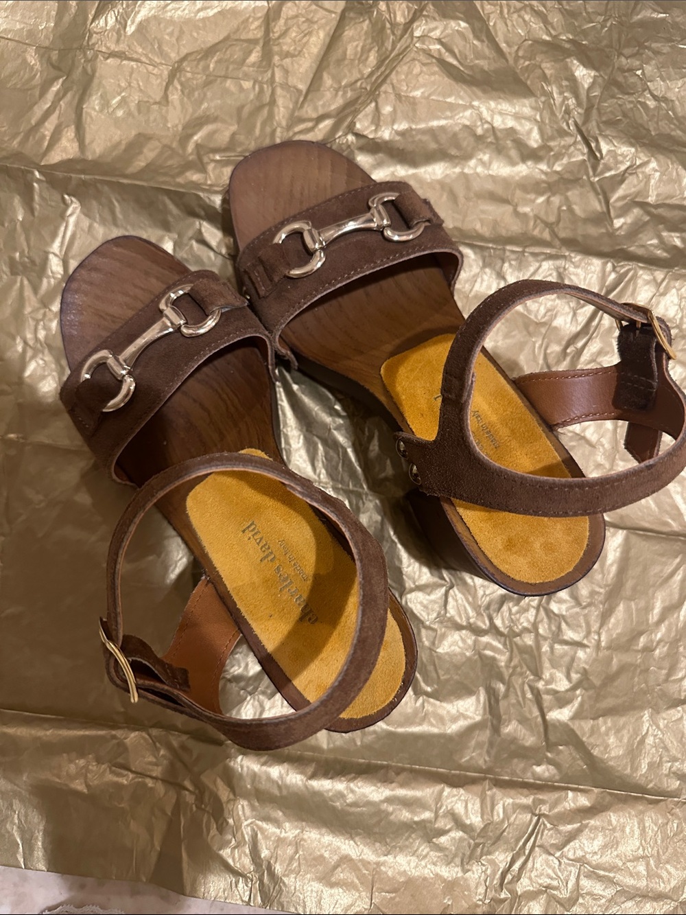 Charles David horsebit detail, bloc heel sandal